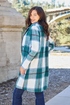 Double Take Full Size Plaid Button Up Lapel Collar Coat - Plush Fashion Hub