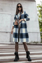 Double Take Full Size Plaid Button Up Lapel Collar Coat - Plush Fashion Hub