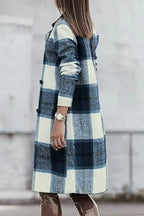 Double Take Full Size Plaid Button Up Lapel Collar Coat - Plush Fashion Hub