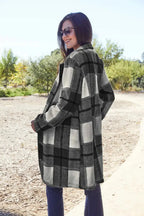 Double Take Full Size Plaid Button Up Lapel Collar Coat - Plush Fashion Hub