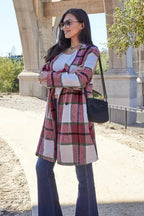 Double Take Full Size Plaid Button Up Lapel Collar Coat - Plush Fashion Hub