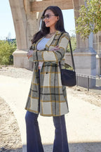 Double Take Full Size Plaid Button Up Lapel Collar Coat - Plush Fashion Hub