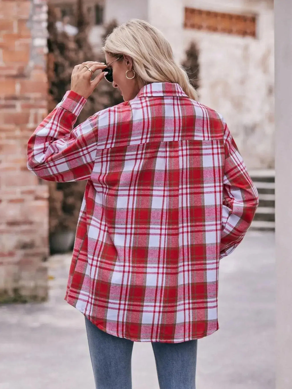 Plaid Button-Down Long Sleeve Shirt - Plush Fashion Hub
