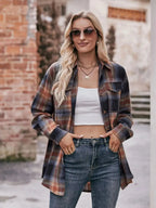 Plaid Button-Down Long Sleeve Shirt - Plush Fashion Hub