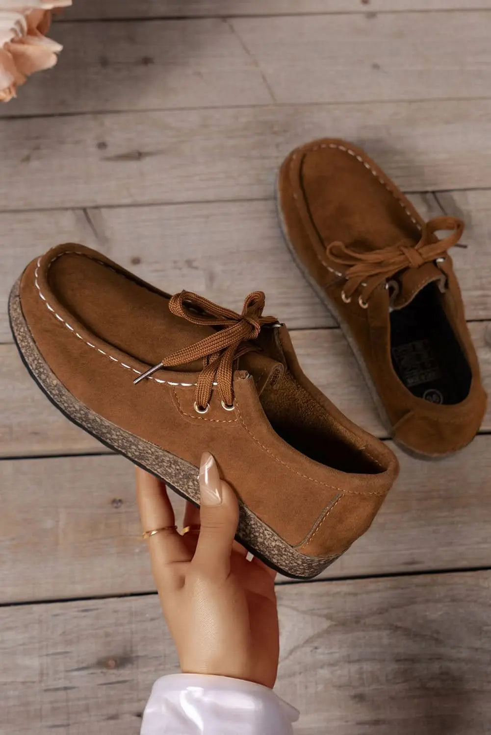 Coffee Suede Lace Up Casual Shoes For Everyday Style Gilded Glamour Shop