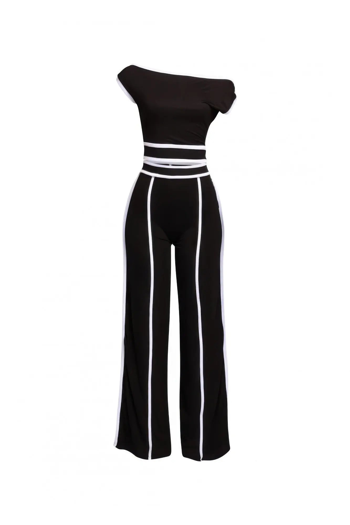 Color Contrast Detailed Off Shoulder Set OyeraCharisma