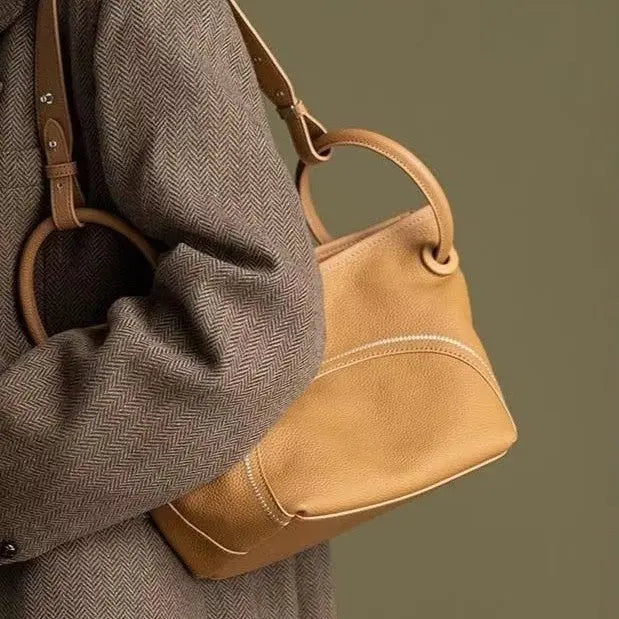 Commuter vegetable basket tote bag, portable shoulder bag, soft pu bucket bag, versatile top handle bag for women hobo Plush Fashion Hub