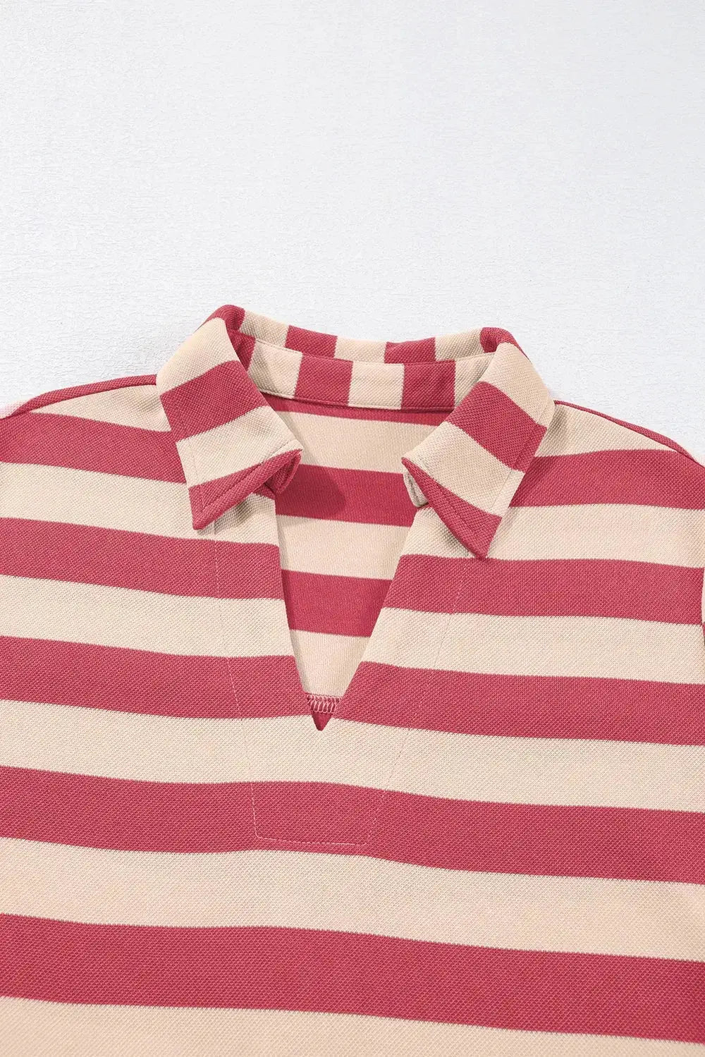 Contrast Striped Johnny Collar Long Sleeve Mini Dress - Plush Fashion Hub