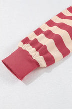 Contrast Striped Johnny Collar Long Sleeve Mini Dress - Plush Fashion Hub