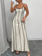 Contrast Trim Spaghetti Strap Maxi Dress - Plush Fashion Hub