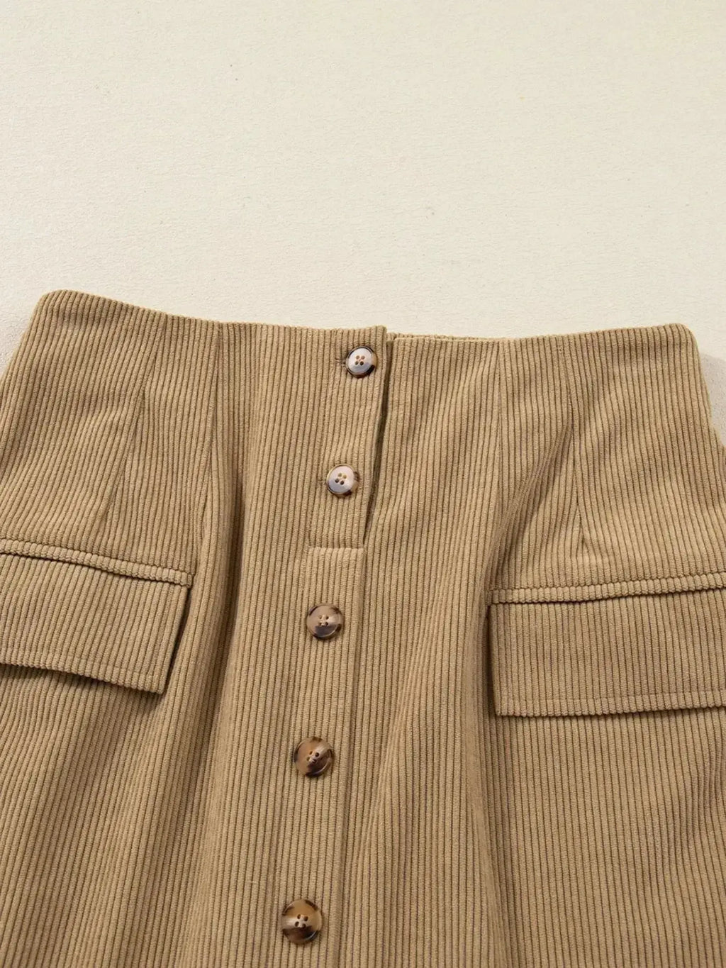 Corduroy Buttoned Front Mini Skirt - Plush Fashion Hub