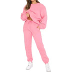 Crew Neck Pullover Sweatshirt Fleece-lined Fashion Casual Sweater Sweatpants Two-piece Set - Plush Fashion Hub