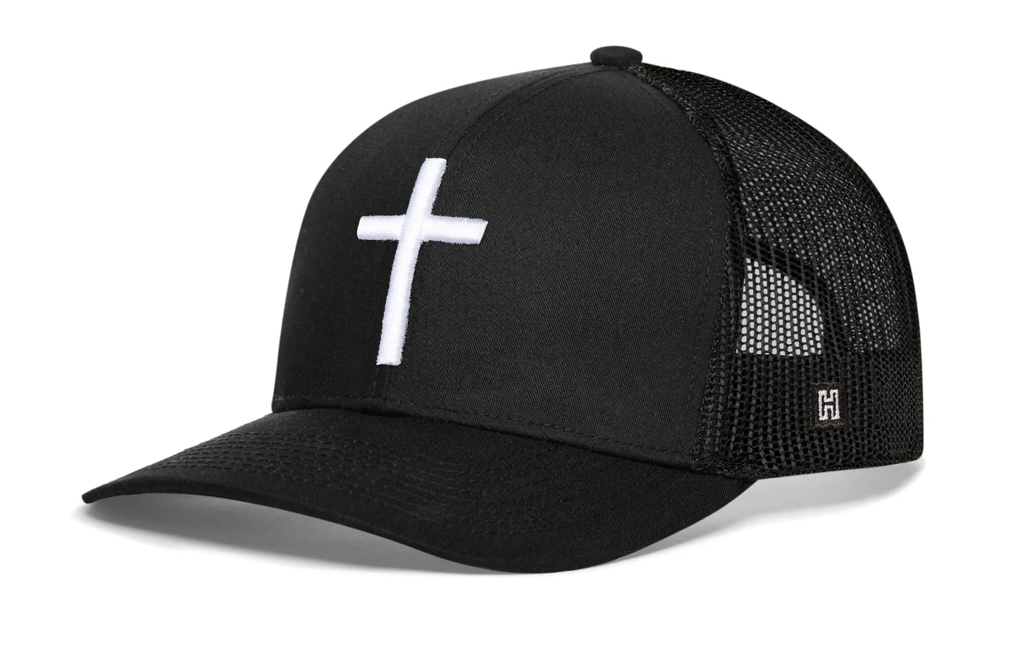 Cross Trucker Hat  |  Black Christian 3D Puff Snapback Plush Fashion Hub