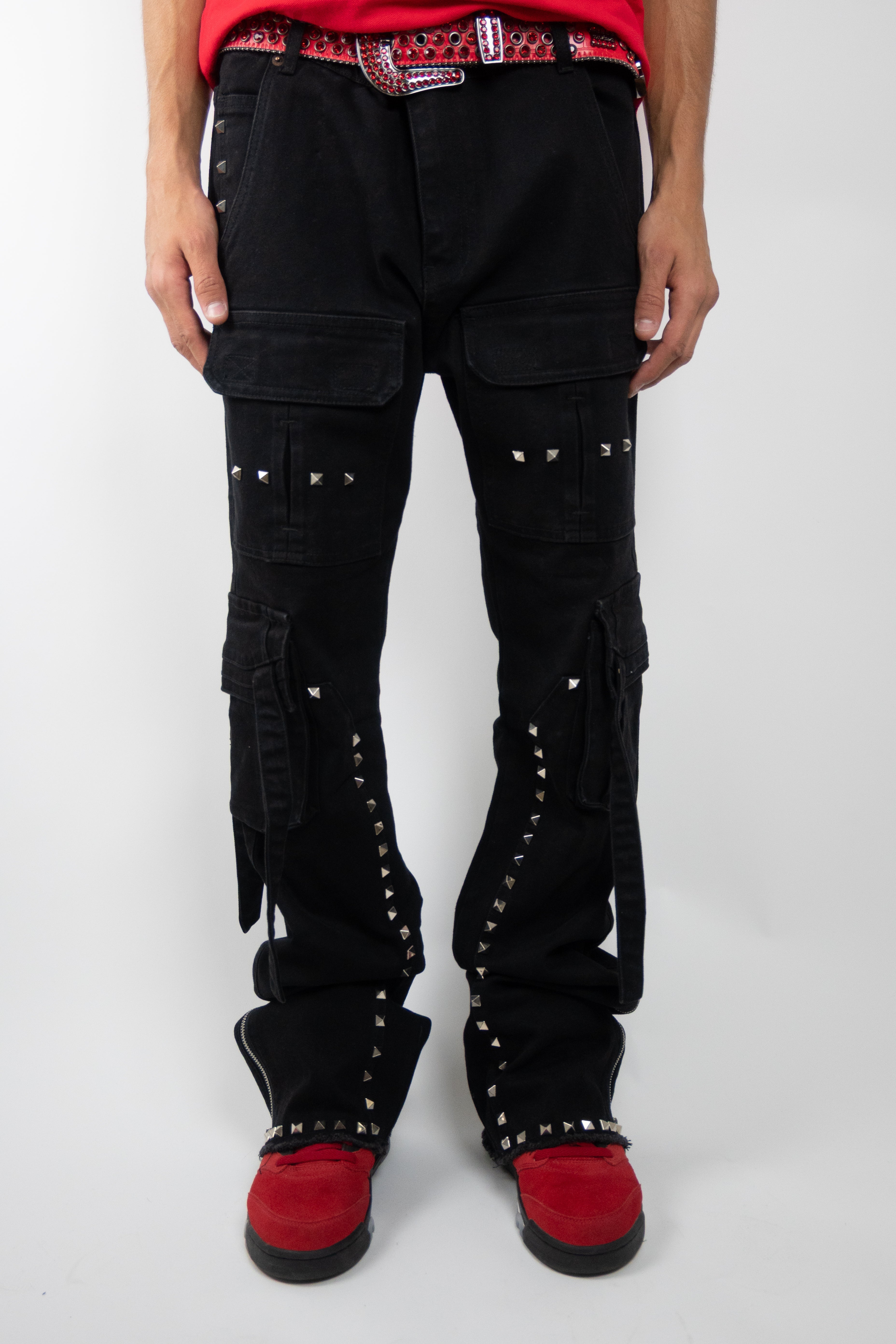 RM206SK -Studded Stacked Cargo Jeans ARMOR JEANS