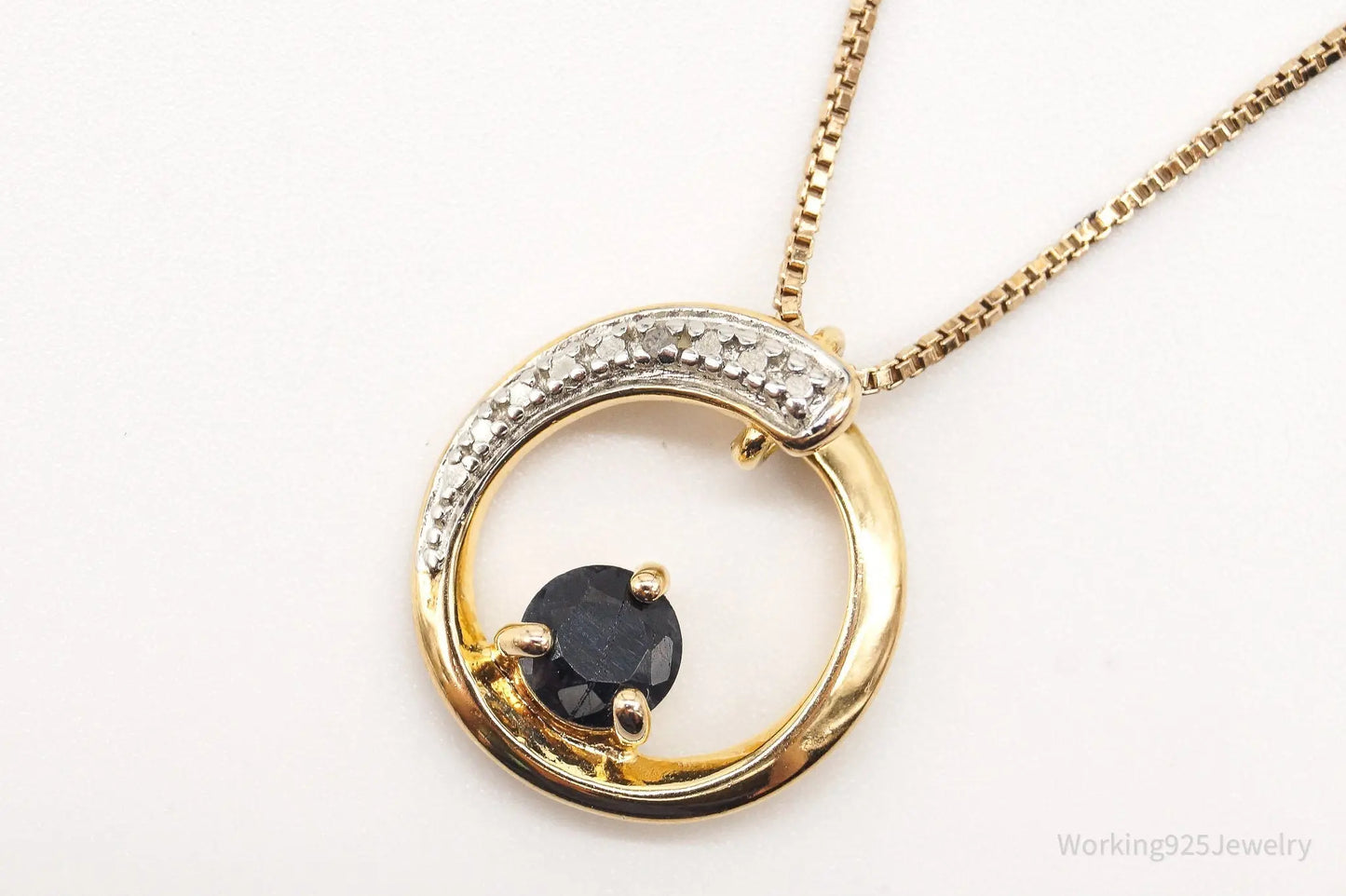 Designer Ross Simons Sapphires One Diamond Gold Vermeil Sterling Silver Necklace Plush Fashion Hub