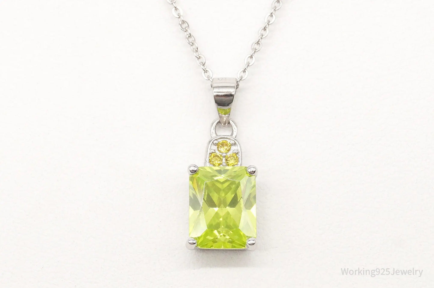 Designer Ryze Lime & Yellow Cubic Zirconia Sterling Silver Necklace Plush Fashion Hub