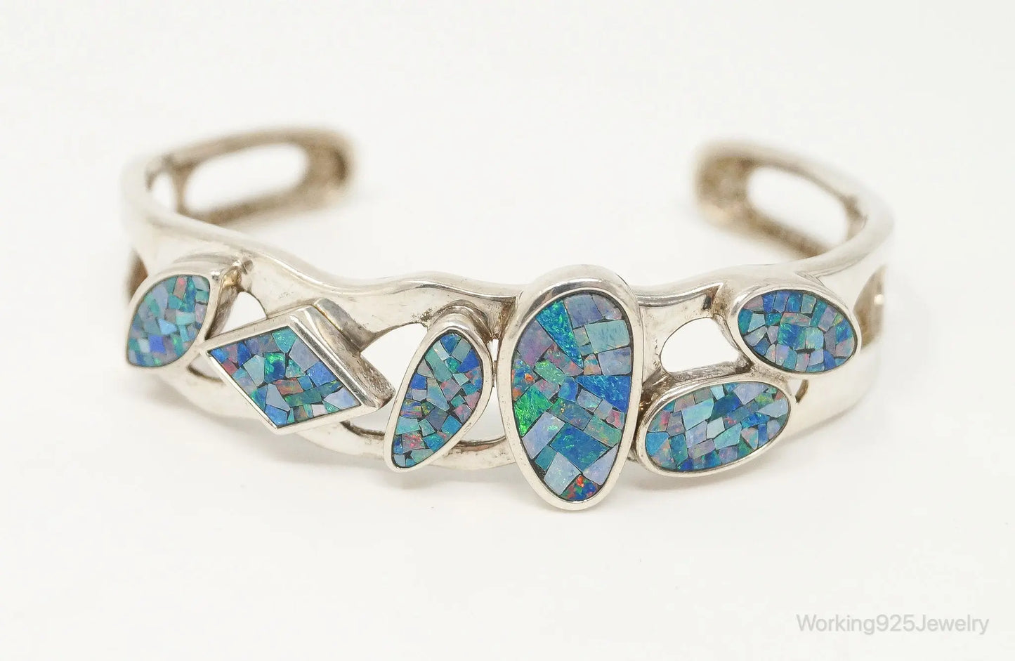 Designer Whitney Kelly WK Blue Fire Opal Sterling Silver Bracelet Plush Fashion Hub
