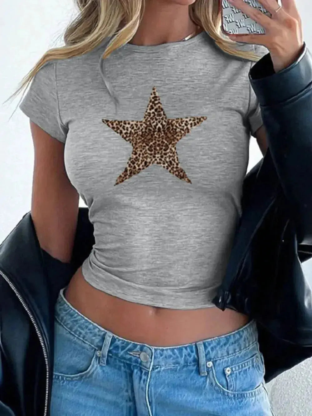 Devine Star Round Neck Short Sleeve T-Shirt - Plush Fashion Hub