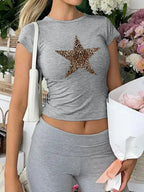 Devine Star Round Neck Short Sleeve T-Shirt - Plush Fashion Hub