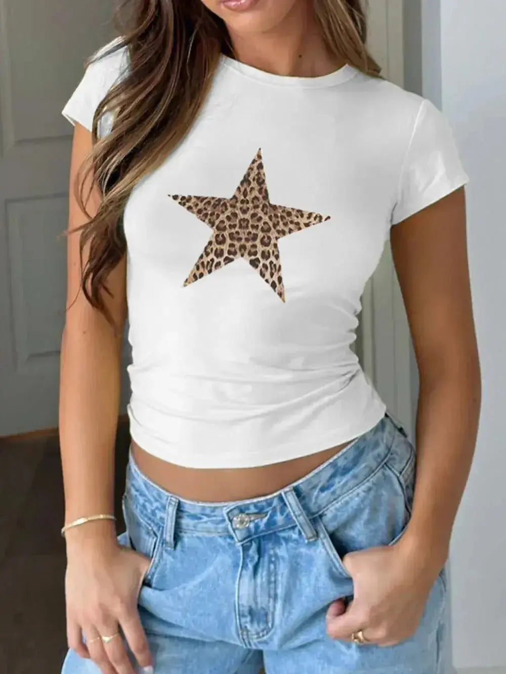 Devine Star Round Neck Short Sleeve T-Shirt - Plush Fashion Hub