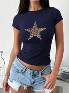 Devine Star Round Neck Short Sleeve T-Shirt - Plush Fashion Hub