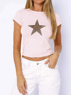 Devine Star Round Neck Short Sleeve T-Shirt - Plush Fashion Hub