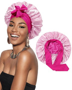 Double-layer Ribbon Round Hair Protectant Bow Hair Care Cap - Plush Fashion Hub