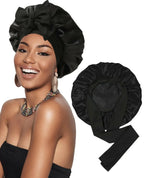 Double-layer Ribbon Round Hair Protectant Bow Hair Care Cap - Plush Fashion Hub