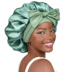 Double-layer Ribbon Round Hair Protectant Bow Hair Care Cap - Plush Fashion Hub