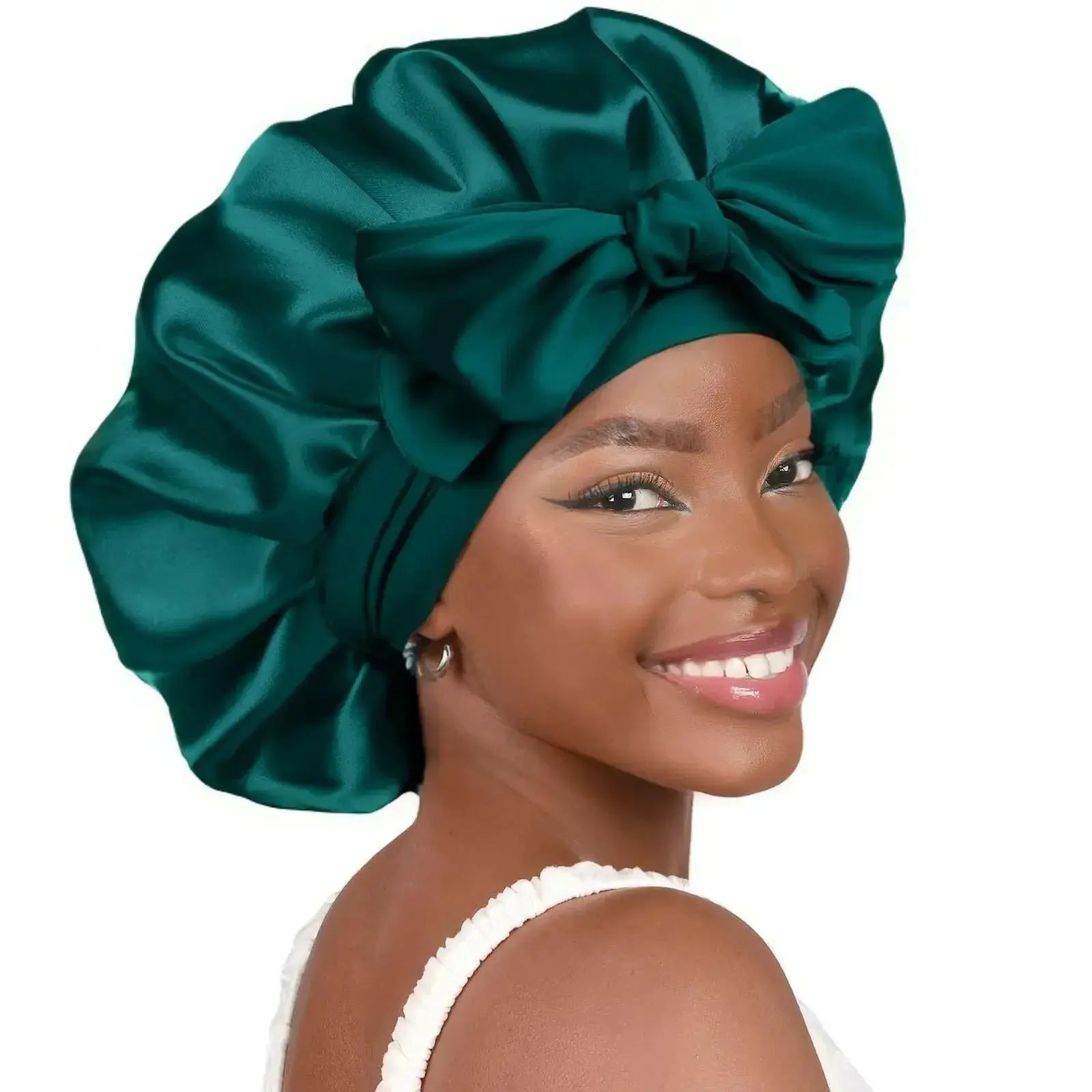 Double-layer Ribbon Round Hair Protectant Bow Hair Care Cap - Plush Fashion Hub
