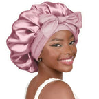 Double-layer Ribbon Round Hair Protectant Bow Hair Care Cap - Plush Fashion Hub