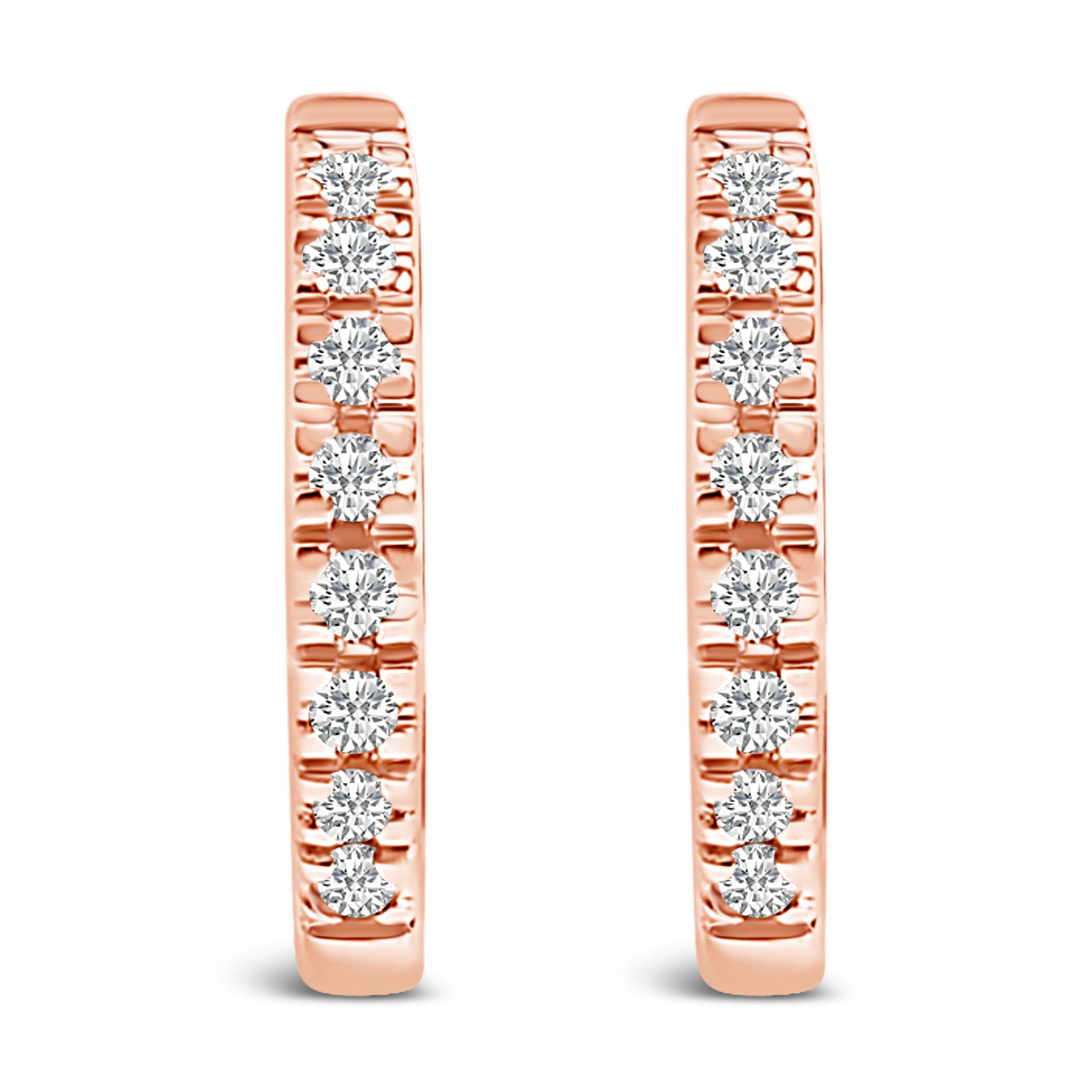 14K Rose Gold 1/5 CTW Diamond Huggie Hoop Earrings Bids.com