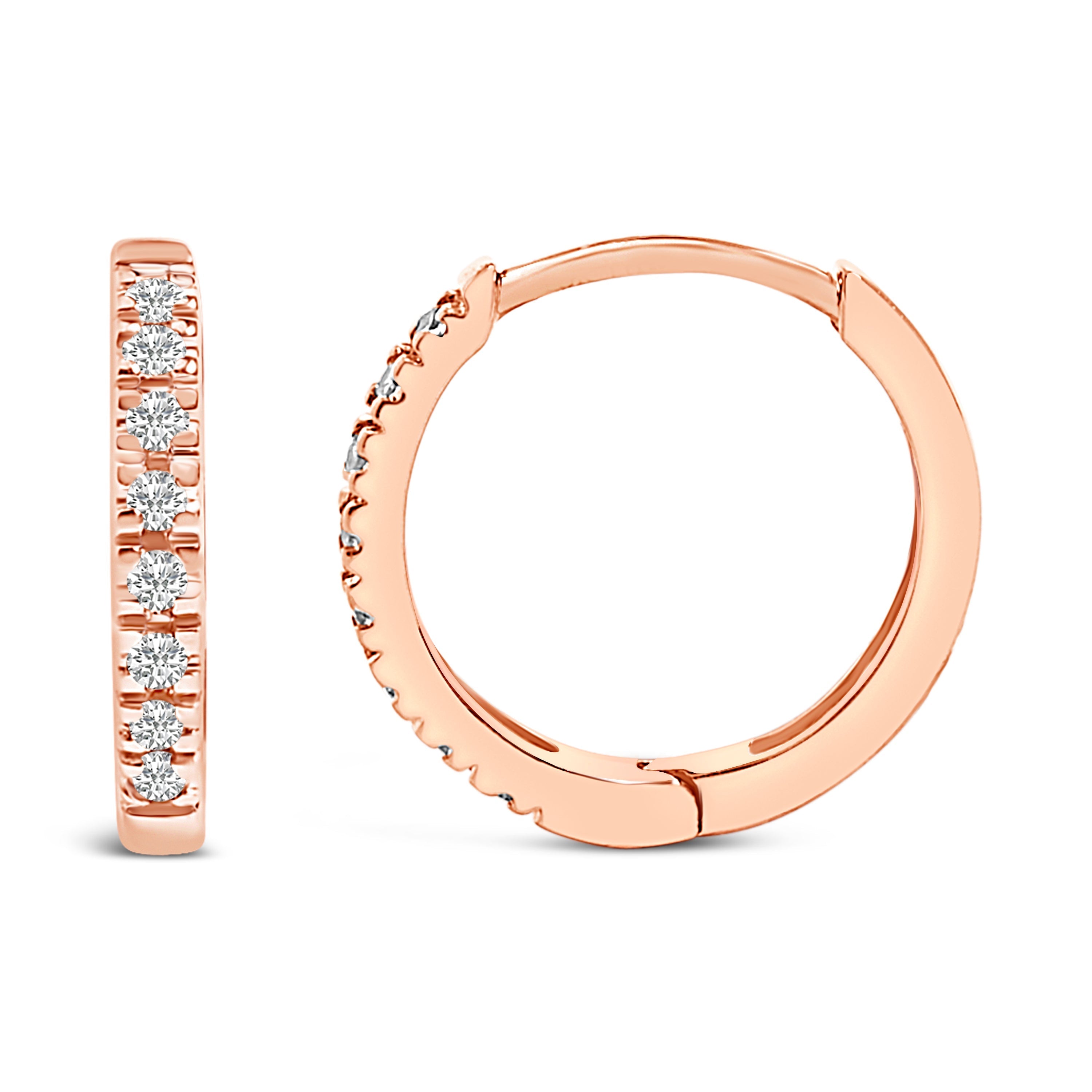 14K Rose Gold 1/5 CTW Diamond Huggie Hoop Earrings Bids.com