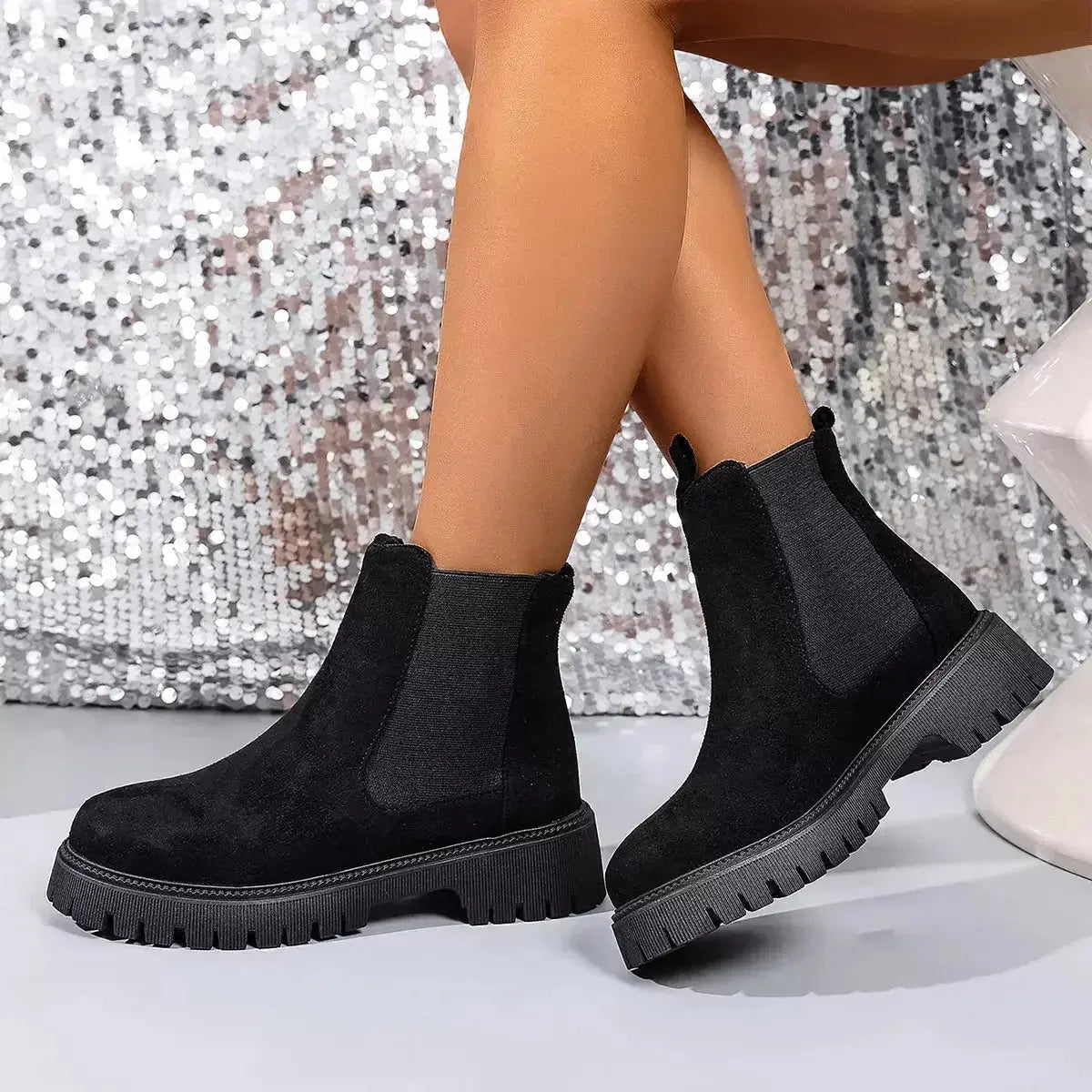 Elastic Side Panels Ankle Boots - Plush Fashion Hub