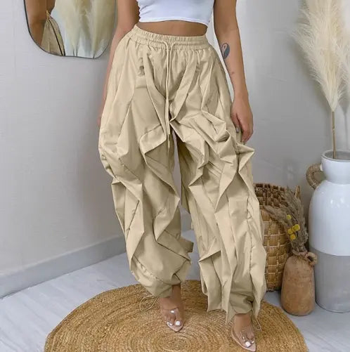 Elegant Office Workwear Stitching Lace Bloomers Ankle Banded Pants Perfecsy