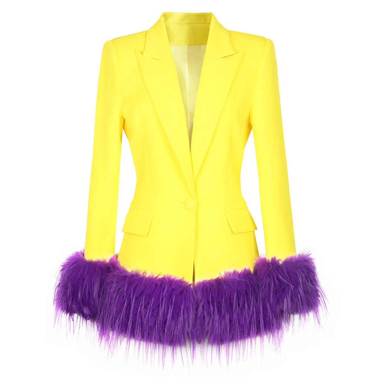 Fall Winter Blazer Detachable Feather Women Blazer Perfecsy