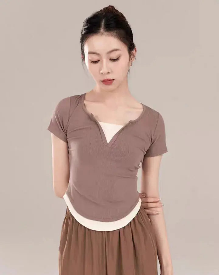 False Two Modern Training Activewear Short Sleeves Shirt Plush Fashion Hub