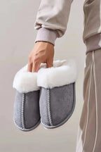 Faux Fur Round Toe Slippers - Plush Fashion Hub