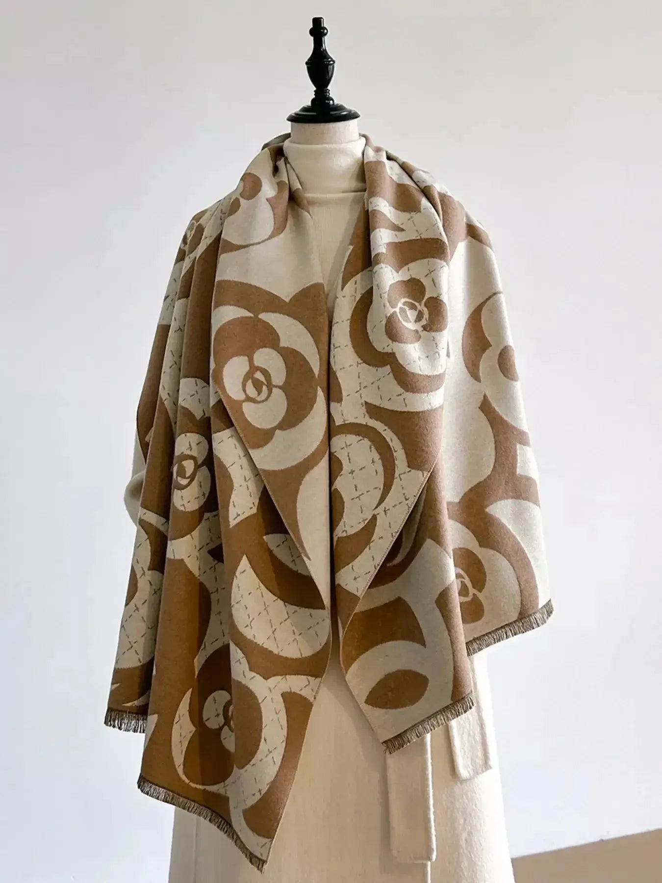 Floral Patterned Warm Scarf - Plush Fashion Hub
