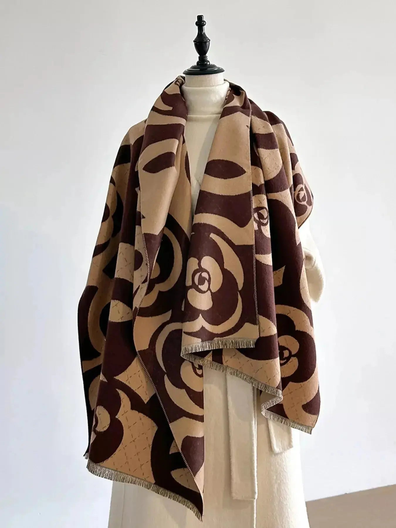 Floral Patterned Warm Scarf - Plush Fashion Hub
