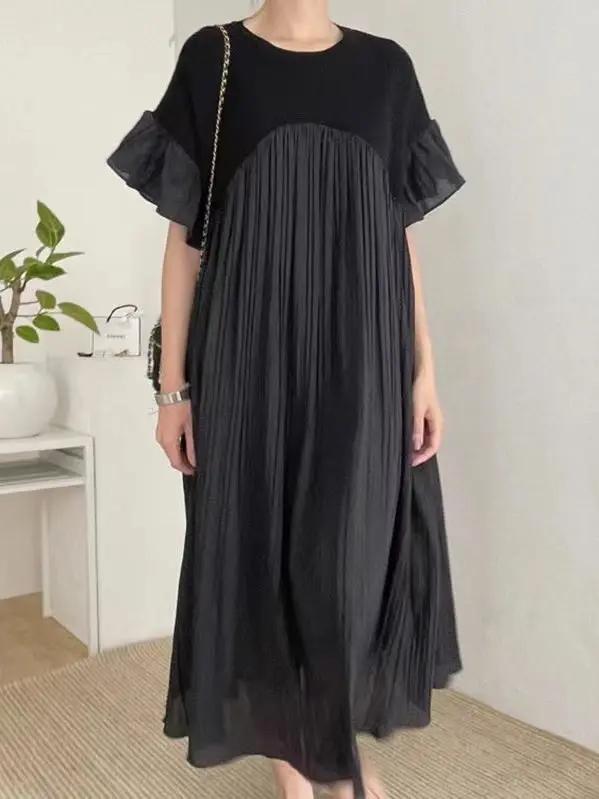French Casual Split-joint Pleated Dress Plush Fashion Hub