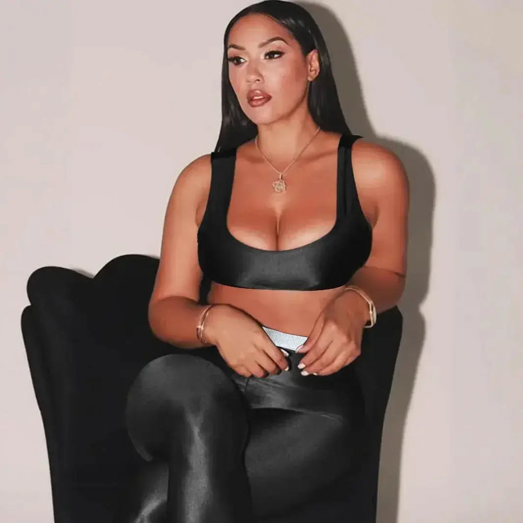 Front Step Shiny Leggings - Plush Fashion Hub