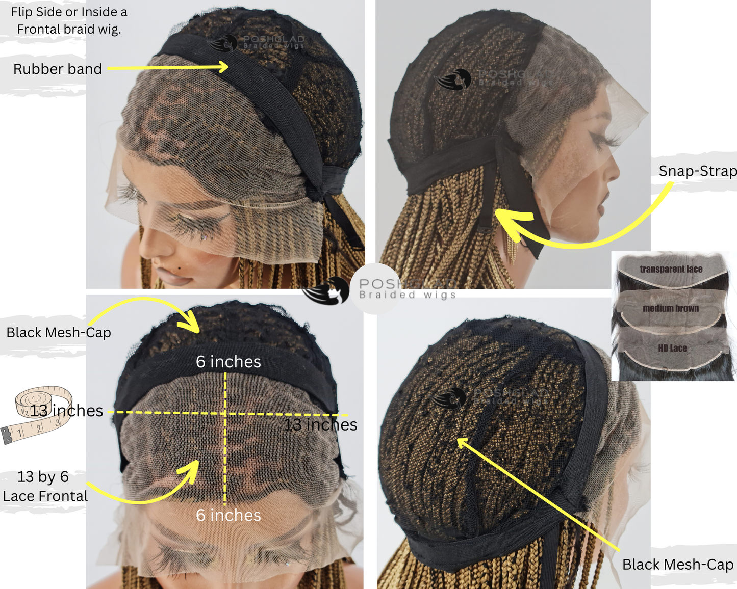 Cornrow Braid Wig - 13x6 Lace Frontal - Laraba Poshglad Braided Wigs