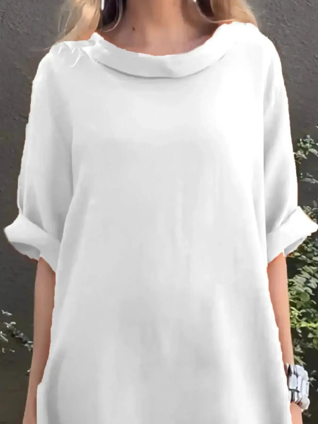 Full Size Casual Loose Fit Round Neck Midi Dress Plus Size - Plush Fashion Hub