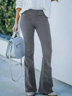 Full Size Corduroy Flare Pants Plus Size - Plush Fashion Hub