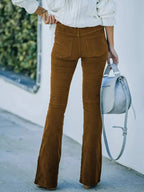 Full Size Corduroy Flare Pants Plus Size - Plush Fashion Hub