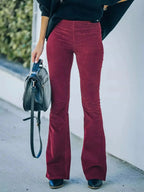 Full Size Corduroy Flare Pants Plus Size - Plush Fashion Hub