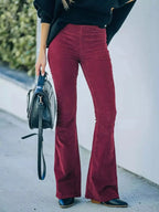 Full Size Corduroy Flare Pants Plus Size - Plush Fashion Hub