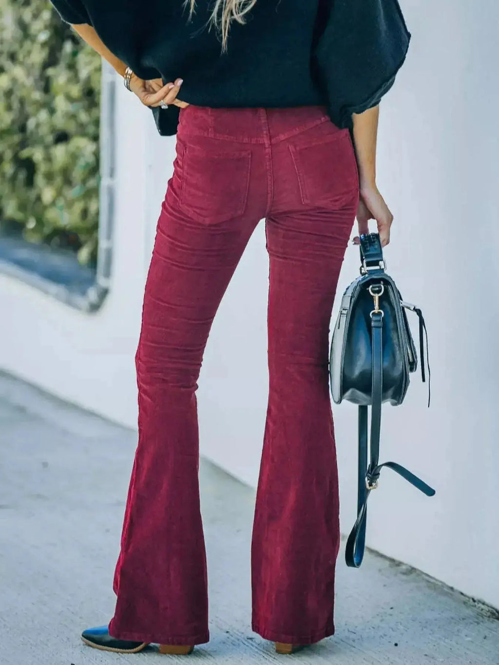 Full Size Corduroy Flare Pants Plus Size - Plush Fashion Hub