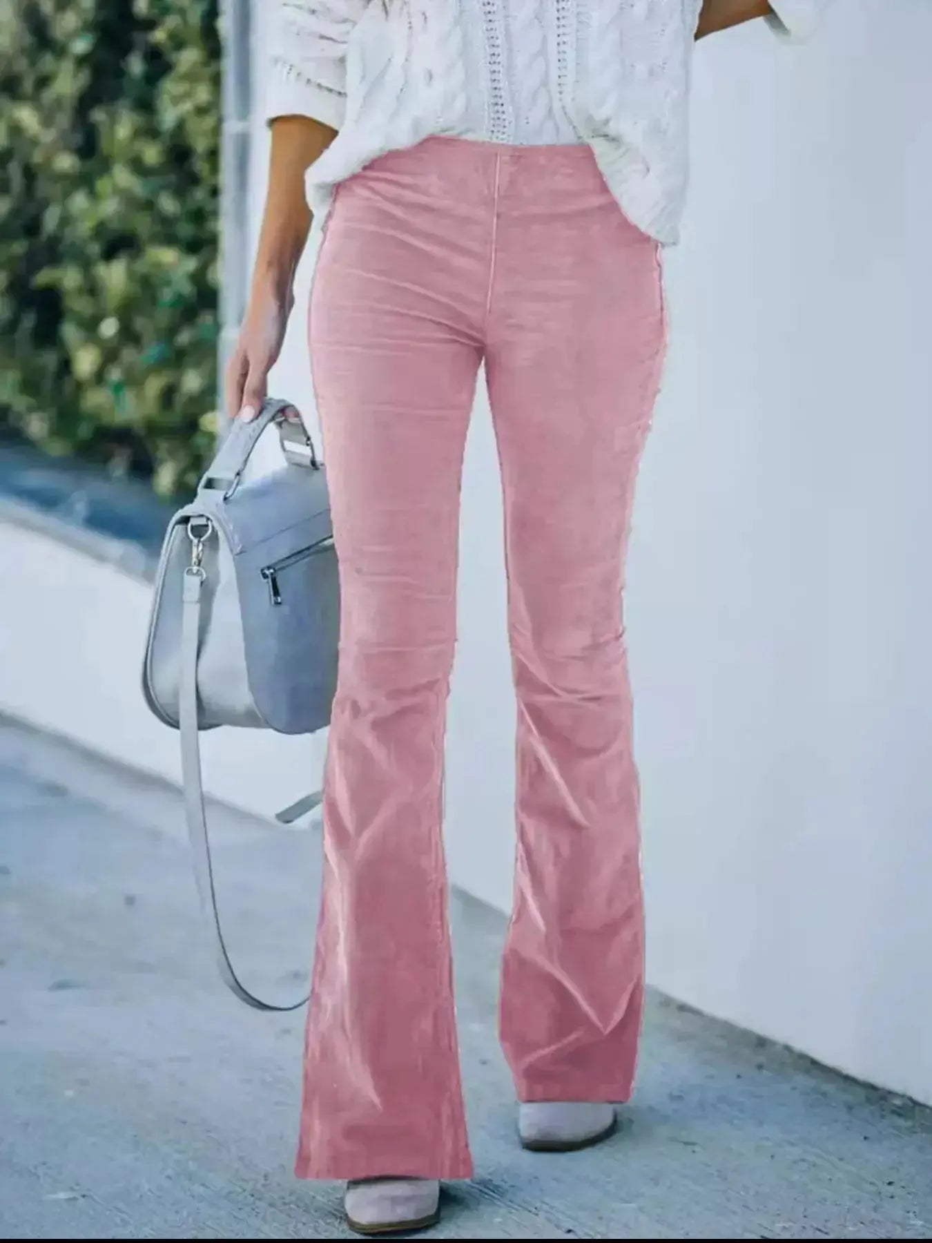 Full Size Corduroy Flare Pants Plus Size - Plush Fashion Hub